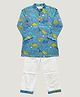 Tittertots Cotton Woven Full Sleeves Animal Printed Kurta & Pajama Night Suit Set - Blue