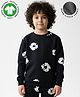 Anthrilo Fleece Knit Full Sleeves Popcorn Printed Light Winter Sweatshirt - Black