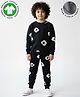 Anthrilo Fleece Knit Full Sleeves Popcorn Printed Winter Sweatshirt & Joggers Set - Black