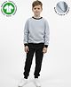 Anthrilo Fleece Knit Full Sleeves Solid Sweatshirt & Joggers Set - Grey & Black