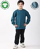 Anthrilo Fleece Knit Full Sleeves Solid Sweatshirt & Joggers Set - Teal & Black