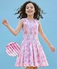 Arias Knit Sleeveless Frock With Floral Print - White