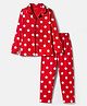 Kookie Kids Single Jersey Knit Full Sleeves Star Printed Co-Ord Shirts & Pyjama Night Suit  - Red