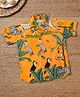Tittertots  Cotton Woven Half Sleeves Animals & Trees Printed Shirt - Yellow