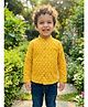 Tittertots  Cotton Woven Full Sleeves Elephant Printed Shirt - Yellow