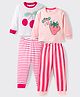BONFINO 100% Cotton Knit Full Sleeves Tropical Theme Printed T-Shirts & Pyjama Night Suits With Stripes Pack of 2 - Multicolour