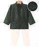 Ridokidz Full Sleeves Glitter Embellished Geometric Embroidered Kurta Pyjama Set - Green