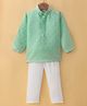 Ridokidz Full Sleeves Glitter Embellished Geometric Embroidered Kurta Pyjama Set - Pista Green