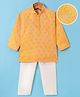 Ridokidz Full Sleeves Glitter Embellished Geometric Embroidered Kurta Pyjama Set - Mustard