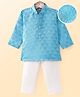 Ridokidz Full Sleeves Glitter Embellished Embroidered Kurta Pyjama Set - Sky Blue