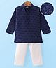 Ridokidz Full Sleeves Glitter Embellished Geometric Embroidered Kurta Pyjama Set - Navy Blue