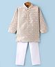 Ridokidz Full Sleeves Geometric Embroidered Kurta Pyjama Set - Beige