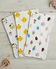Baby Moo Printed Pack of 3 Soft Muslin Burp Cloth - White