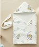 Baby Moo Koala Print Hooded Muslin Wrapper With Velcro Belt - White