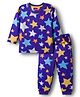 Babyhug Cotton Knit Full Sleeves T-Shirt & Pyjama Co-ord Night Suit With Star Print - Purple