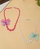Stol'n Set Of 2 Bow Applique & Beads Detailed Necklace - Pink & White