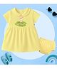 The Peppy Tend 100% Cotton Knit Half Sleeves Could I Be Any Cuter Text Printed Dress With Bloomer - Yellow