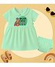 The Peppy Tend 100% Cotton Knit Family Theme Half Sleeves You Are The Best Dad Text Printed Dress With Bloomer - Sea Green