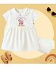 The Peppy Tend 100% Cotton Knit Family Theme Half Sleeves Dadus Dadis Tiny Treasure Text Printed Peter Pan Collar Dress With Bloomer - White