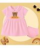 The Peppy Tend 100% Cotton Knit Half Sleeves Tiny Miracle Text Printed Peter Pan Dress With Bloomer - Pink