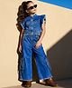 OLLINGTON ST. Denim Co-Ord Set Of Frill Sleeves Jacket & Denim Pants - Indigo