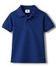 Kookie Kids Cotton Knit Half Sleeves Solid Color Polo T-Shirt - Navy Blue