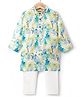 Ridokidz Full Sleeves Floral Printed Kurta Pyjama Set - Sea Green