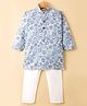 Ridokidz Full Sleeves Floral Printed Kurta Pyjama Set - Light Blue
