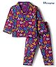Honeyhap Premium 100% Cotton Knit Full Sleeves Co-ords Night Suit With Bio Finish & Text Print - Violet