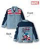 Pine Kids Marvel Woven Full Sleeves Cut & Sew Denim Jacket With Front and Back Captain America Graphics - Light Blue