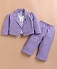 KIDZELLO Cotton Knit Full Sleeves Solid Jacket & Pant With Inner Set - Purple