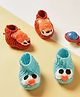 MayRa Knits Pack Of 2 Hand Knitted Fox & Bird Designed Booties - Orange & Blue