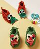 MayRa Knits Pack Of 2 Hand Knitted Octopus & Cat Designed Booties - Red & Green