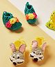 MayRa Knits Handknitted Pack Of 2 Floral & Animal Applique Detailed Booties - Yellow & Green