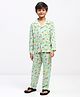 Spunkies Rayon Woven Full Sleeves Watermelon & Pineapple Printed Coordinating Night Suit Set - Green
