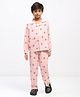 Spunkies Rayon Woven Full Sleeves Watermelon Printed Coordinating Night Suit Set - Pink