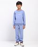 Spunkies Fleece Knit Full Sleeves Brand Name Printed Winter Sweatshirt & Trouser Set - Blue