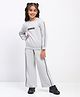 Spunkies Fleece Knit Full Sleeves Brand Name Printed Winter Sweatshirt & Trouser Set - Grey