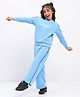Spunkies Fleece Knit Full Sleeves Brand Name Printed Winter Sweatshirt & Trouser Set - Blue