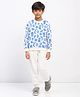 Spunkies Fleece Knit Full Sleeves Fruits Printed Winter Sweatshirt & Joggers Set - White