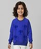 Spunkies Fleece Knit Full Sleeves Bow Applique Detailed Light Winter Sweatshirt -  Blue
