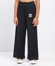 Spunkies Cotton Rib Knit Panda Embroidered Track Pants - Black