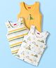Babyhug 100% Cotton Knit Sleeveless Sando with Dino Print Pack of 3 - Multicolor