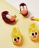 MayRa Knits Hand Knitted Pack Of 2 Bird & Carrot Designed Booties - Magenta & Yellow