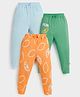 Somersault Cotton Woven Pack Of 3 Typography & Lemon Printed Joggers - Blue Green & Orange