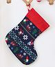 Rosada Printed Carol Christmas Stocking for Festive Décor  Blue (13.2 x 11 Inches), Perfect for Holiday Gifting & Home Decoration