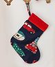 Rosada Printed Sleigh Bells Christmas Stocking for Festive Décor  Blue (13.2 x 11 Inches), Perfect for Holiday Gifting & Home Decoration