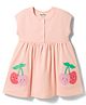 Bonfino  100% Cotton Knit Sleeveless Extented Shoulder Dress with Embroidery- Pink
