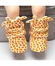Neska Moda Giraffe Designed Velcro Closure Booties - Yellow