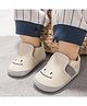 Neska Moda Face Embroidered  Slip On Booties - Beige